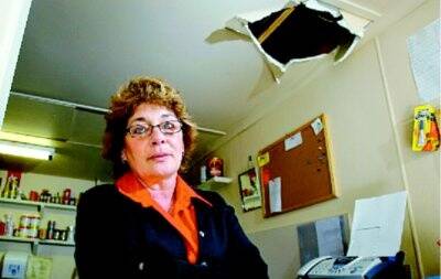 Wodonga Lunchbox owner Vickie Shiel surveys the damage. Picture: NIC GIBSON