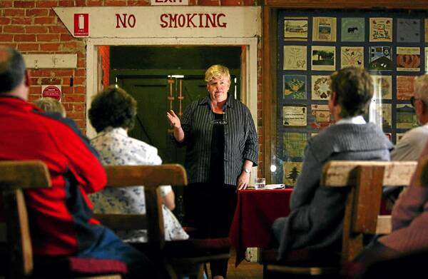 Christine Nixon speaking at the Happy Valley Hall during a visit last November. Picture: NIC GIBSON