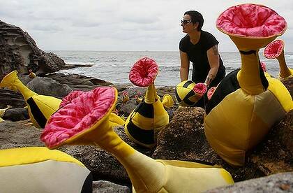 Creativity for shore … Margarita Sampson with her sea creatures .