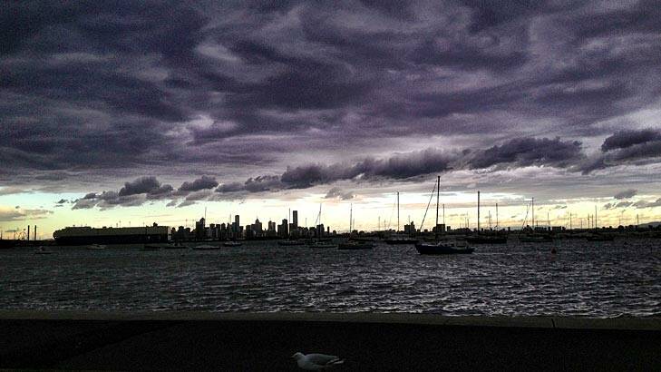 Skies look ominous at Williamstown at 3.30pm on Thursday afternoon.