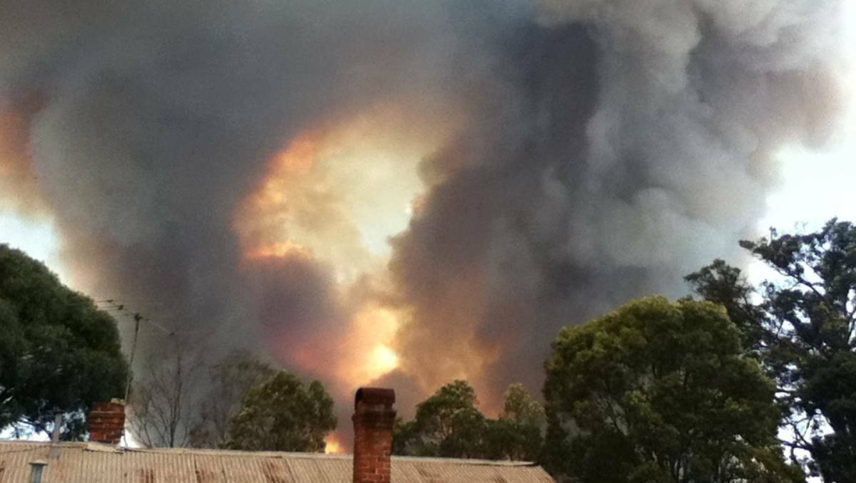 Photos of the bushfires taken at 2pm Wednesday by Elsie Scarrott at Maranup Ford.