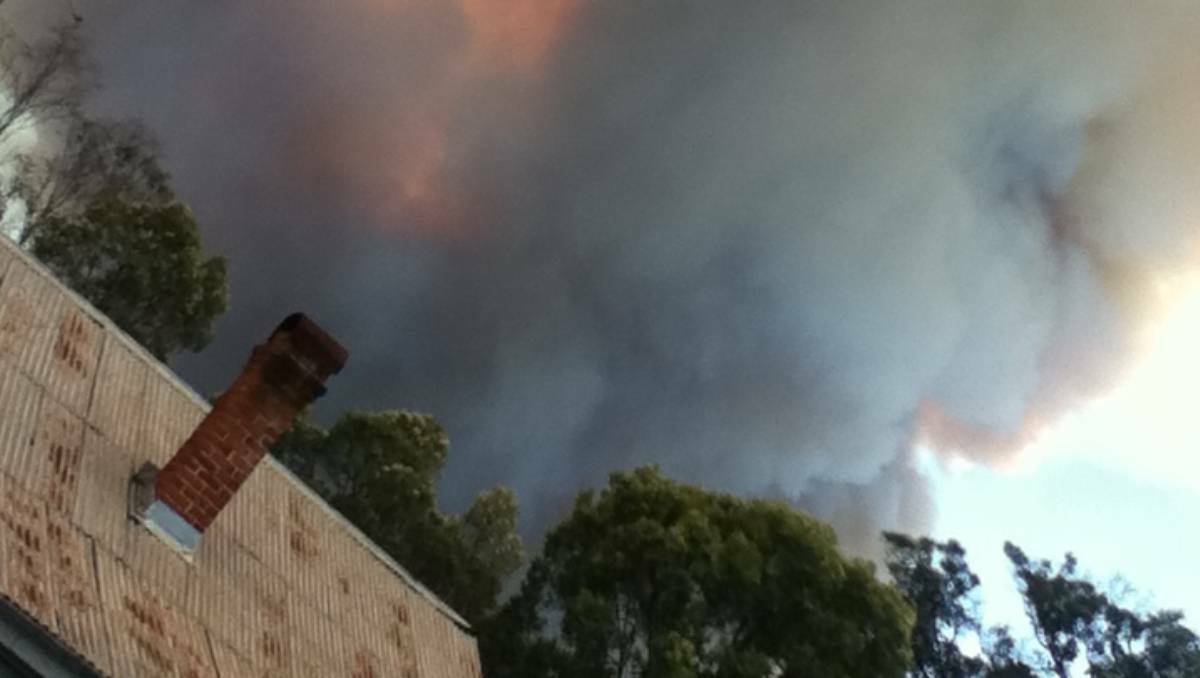 Photos of the bushfires taken at 2pm Wednesday by Elsie Scarrott at Maranup Ford.