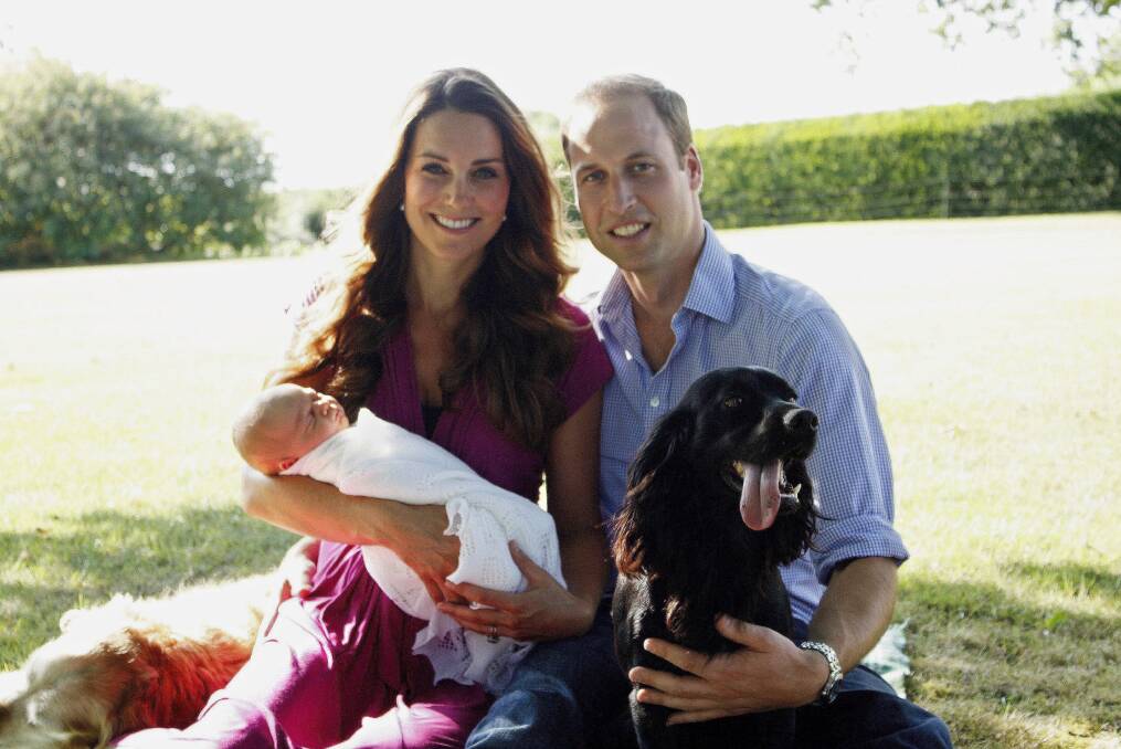 Britain's Prince William, the Duchess of Cambridge Kate Middleton and their son, Prince George.