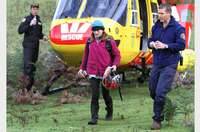  Queenstown woman Charlee Pryor at Lake Barrington in Tasmania after she was winched out of the bush by a search helicopter after she went missing. 