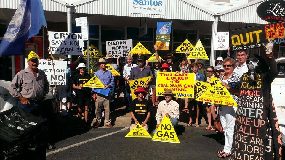 Members of Armidale Action on Coal Seam Gas and Mining join other protestors in Narrabri.