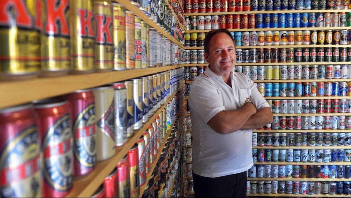 Can man Gary McGrath has been collecting beer cans since he was 13 – but insists he's not obsessed. Picture: Brendan McCarthy
