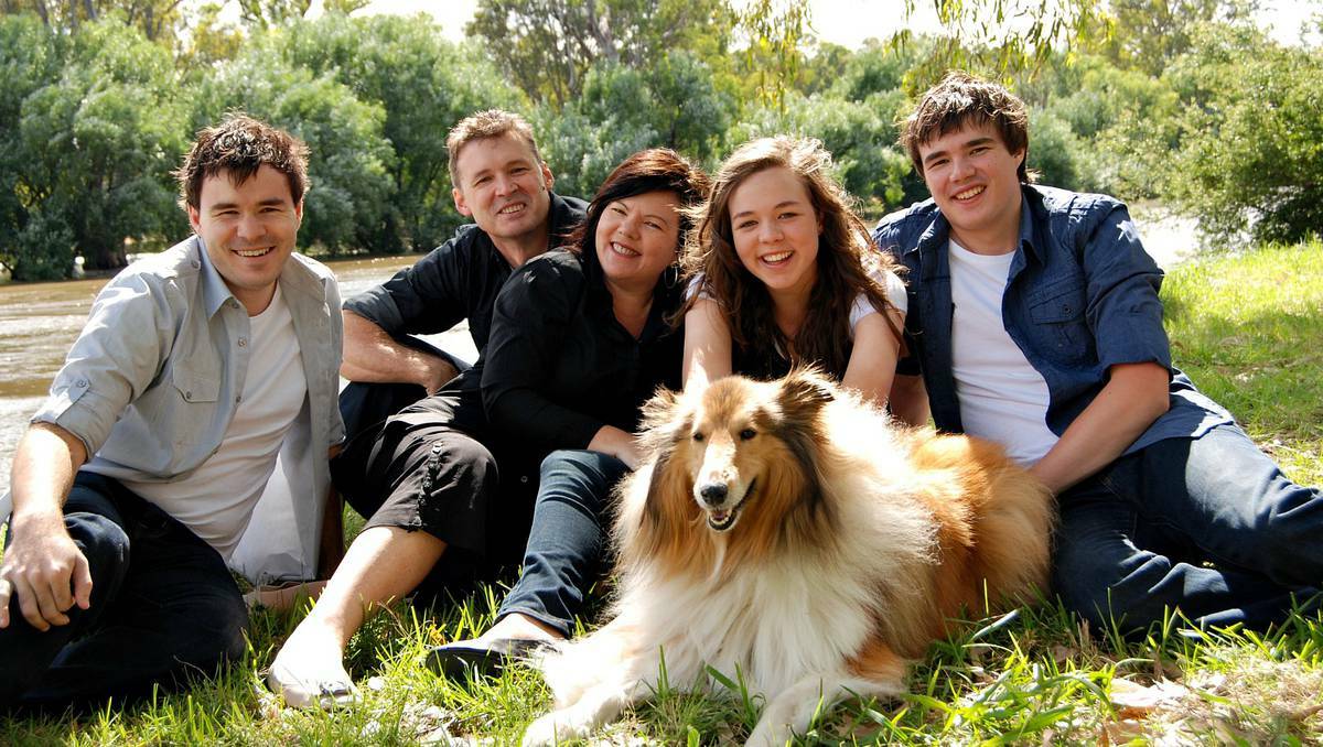 Sam, Howard, Lynne, Olivia and James Morey of Albury rehabilitated their collie rough Molly after she had a stroke.