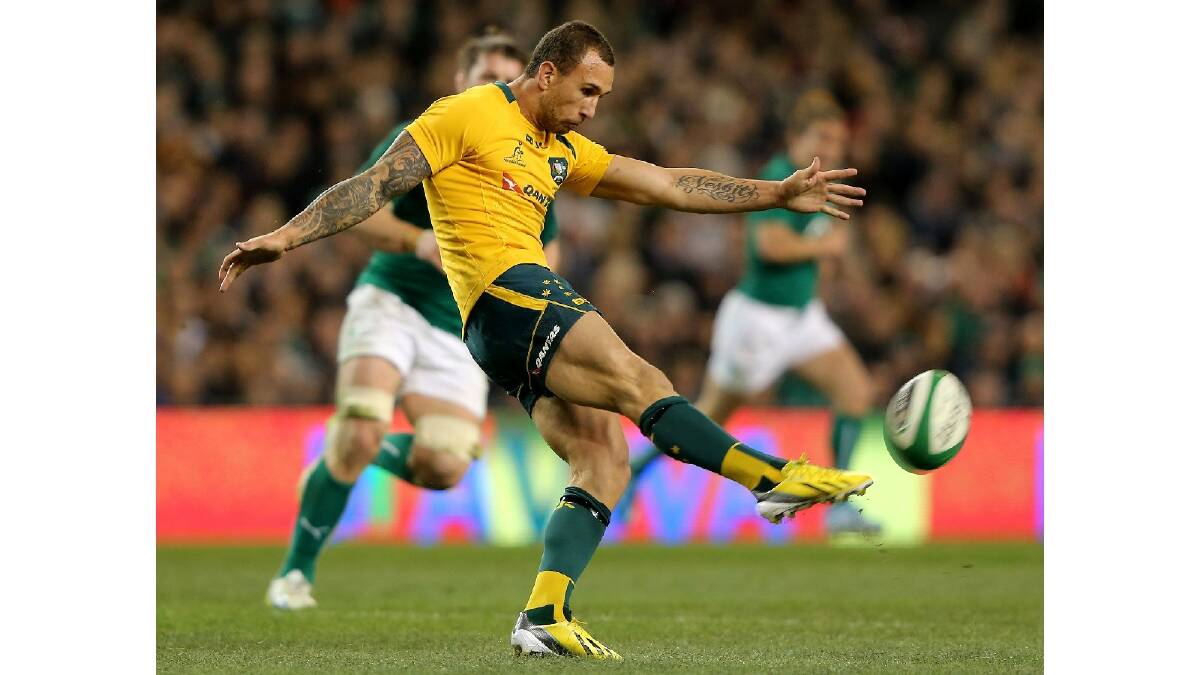 Quade Cooper of Australia in action during the International match between Ireland and Australia. Photo: Getty Images.