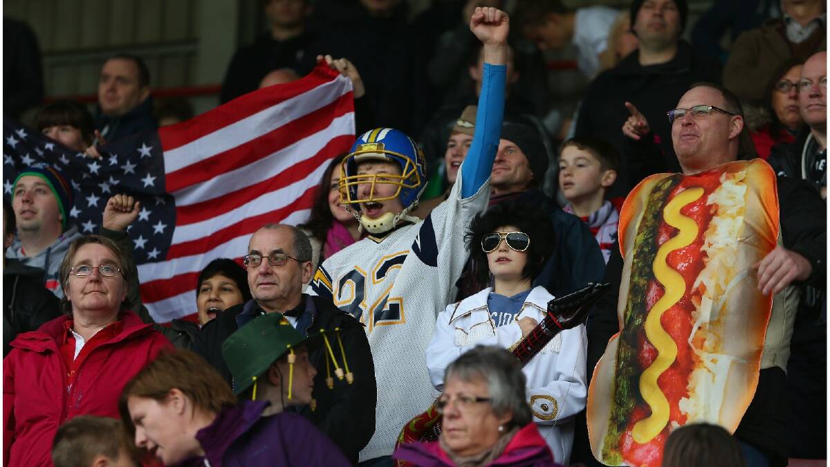 Supporters of USA show off their colours during the Rugby League World Cup Quarter Final match between Australia and the USA. Photo: Getty Images.