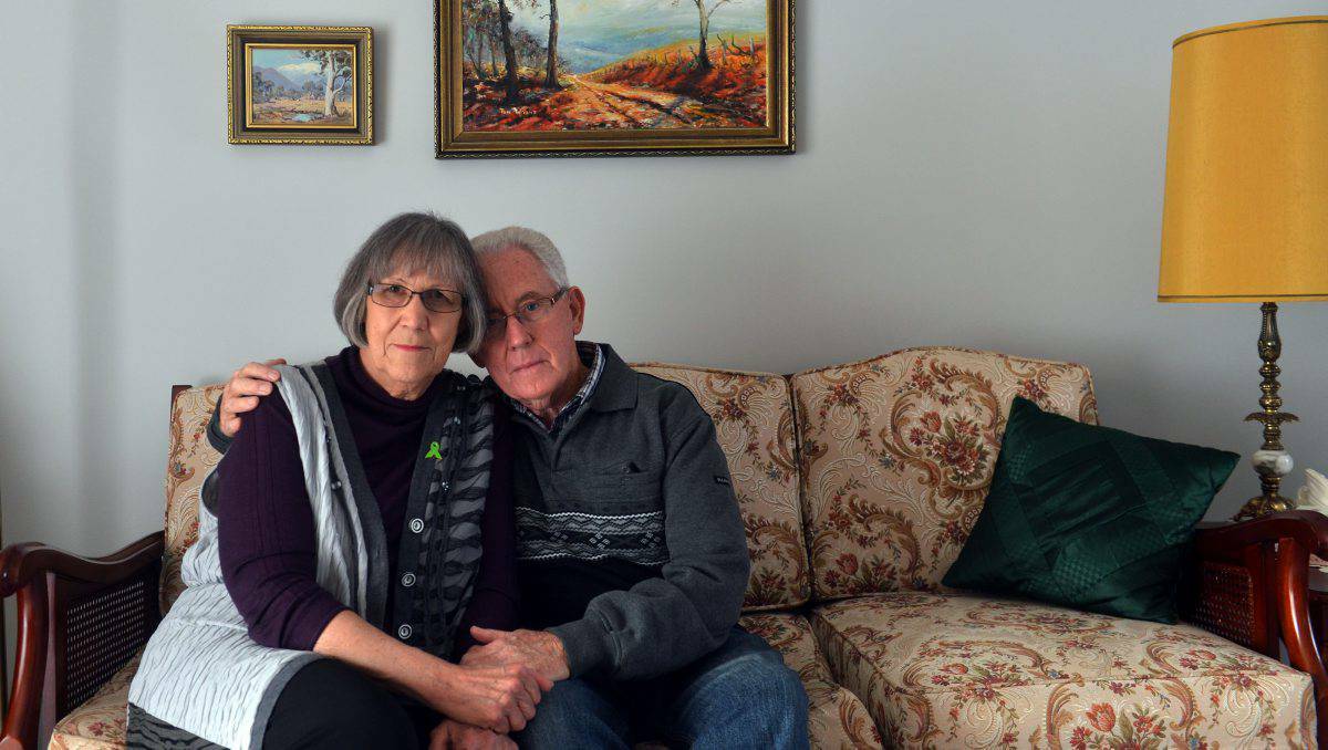 Lyme disease sufferer Judith Mellington with her husband Denis at their Bendigo home. Photo: The Bendigo Advertiser.
