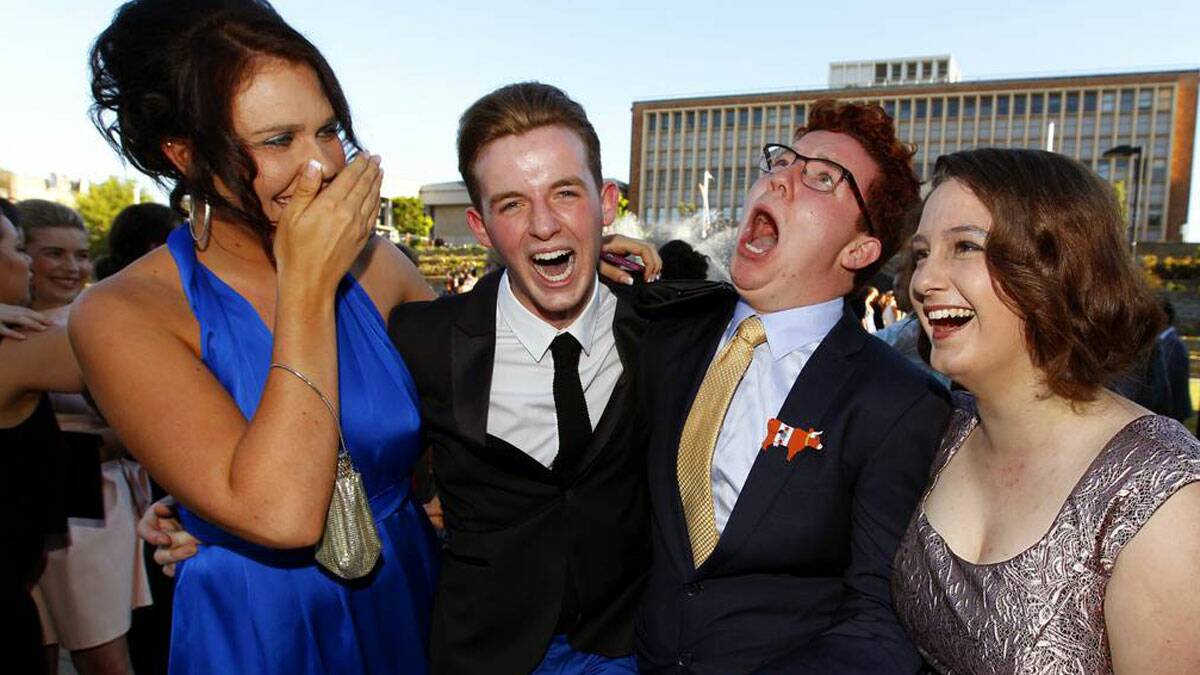 NEWCASTLE HERALD: Scenes from the Hunter Valley Grammar High School Year 12 farewell. Picture: Jonathan Carroll