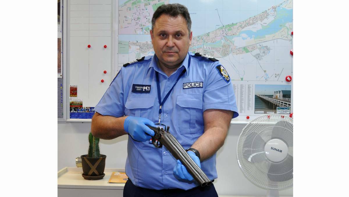 BUSSELTON: Police charged a 30-year-old man after they uncovered a stolen sawn-off shotgun during a search of a Geographe house on Friday morning. Picture: Busselton-Dunsborough Mail.