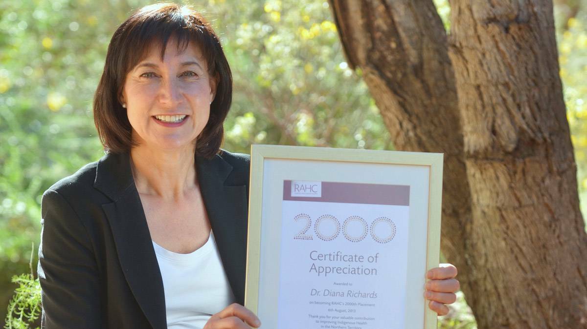 TENNANT CREEK: Sydney GP, Dr Diana Richards has become the 2000th placement by Remote Area Health Corps (RAHC) is currently working in Tennant Creek.