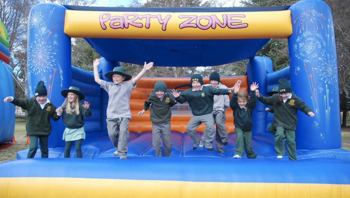 LITHGOW: Students at Cooerwull Primary School have been rewarded with a slippery slide and bouncing castle. Pictured from left, Grace Collins, Zoe Morgan, Alex Grant, Ryan Gill, Deklin Unsworth, Aaliyah Lake and Ambrozia Cummings.