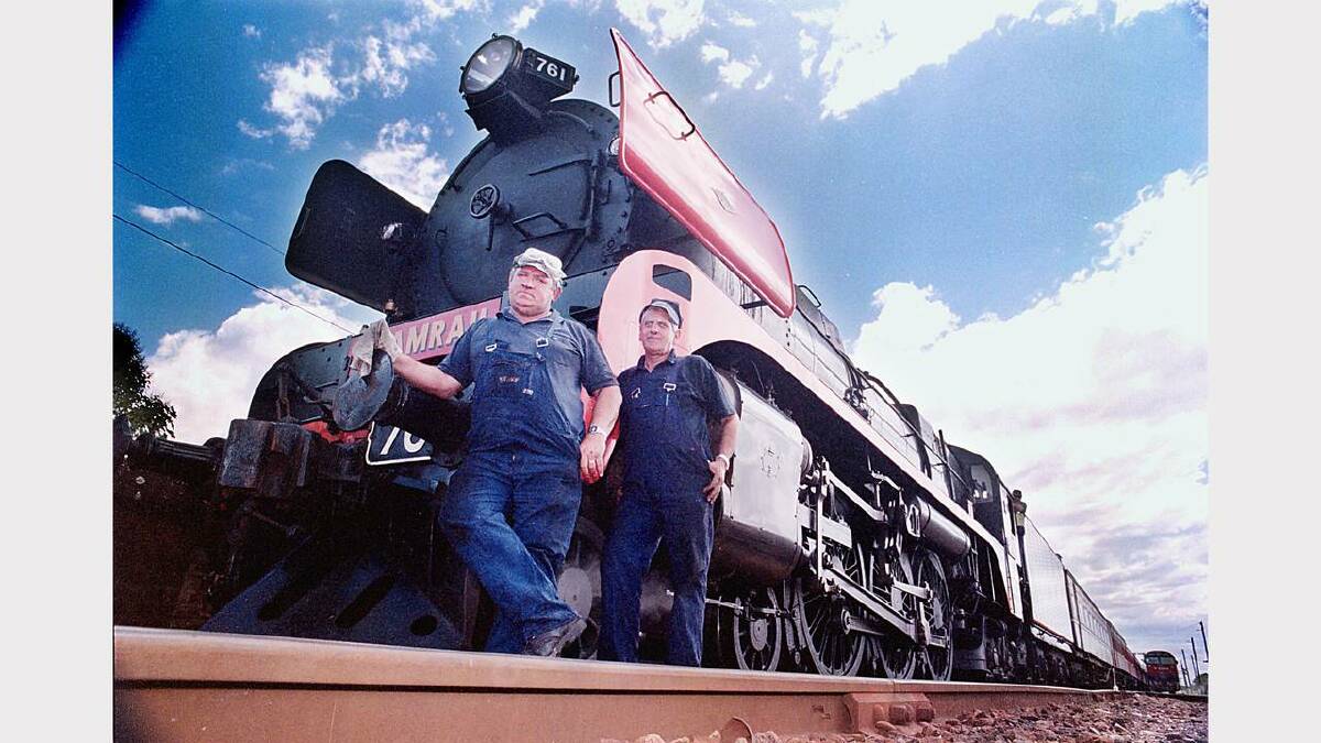 Brian McCullough and Allan Fish with locomotive R761 at Wodonga. The drivers are 2 of 20 steam drivers left in Victoria. They work for Steamrail and are based in Seymour. Picture: CHRIS McCORMACK