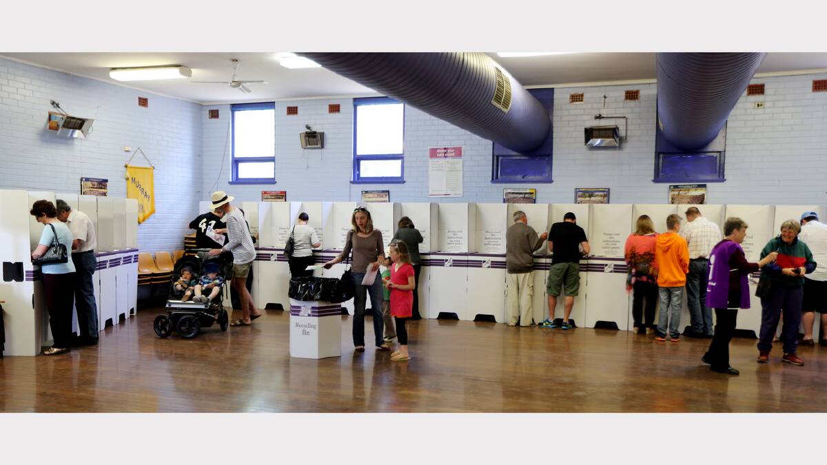 Voters cast their ballots at Albury Public School.