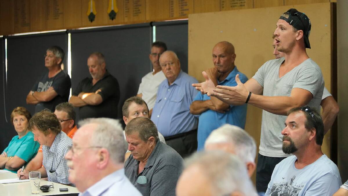 An animated Adam Prior  gestures as he explains his transfer from East Perth to North Albury last season. 