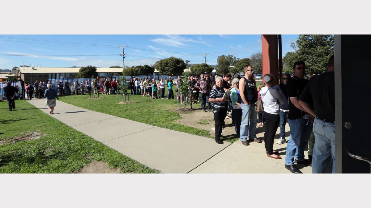 This is about three quarters of the line waiting to vote at Wodonga Primary School this morning.
