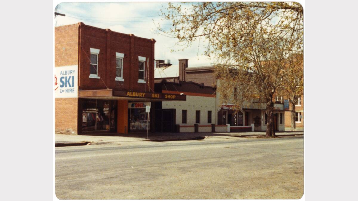 1985 photograph of Albury Ski Shop and adjoining Gloucester Hotel in Townsend Street. In the 1860s Townsend Street was the centre of the business district until floods forced businesses to shift into Dean Street. Two banks occupied the Ski Shop and Gloucester Hotel sites. All the buildings in the photograph were demolished to make way for the Westend Plaza, now Centro Albury. Picture: ALBURYCITY COLLECTION