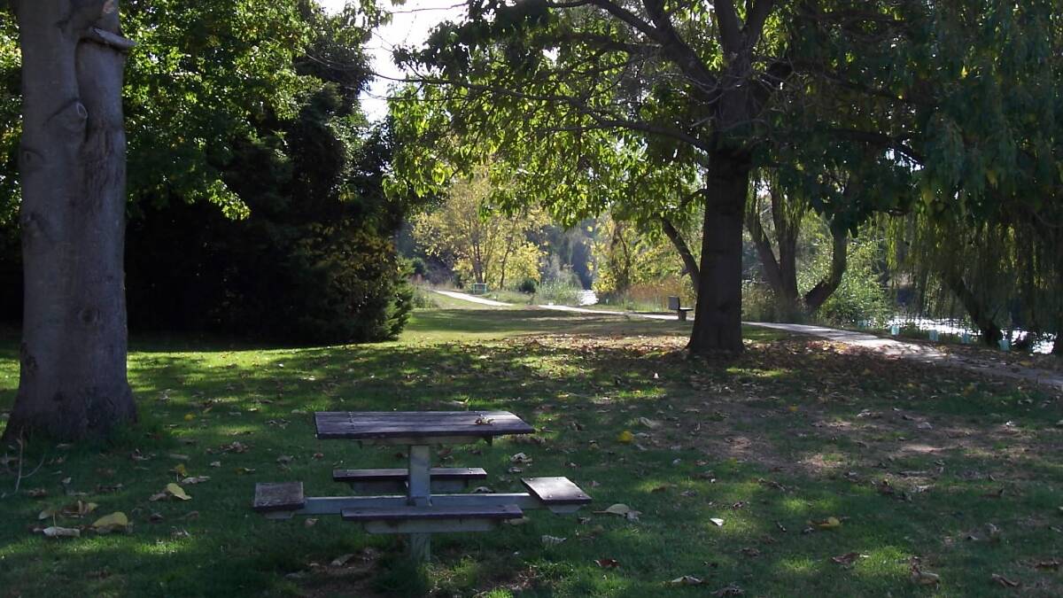 The walk alongside the Tumut River at Tumut, right, offers an easy and relaxing path through established trees.
