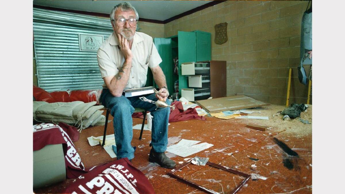 Wodonga Junior Football Club trashed by vandals. Club treasurer Ken Love can't believe the state of destruction. Picture: KATE GERAGHTY