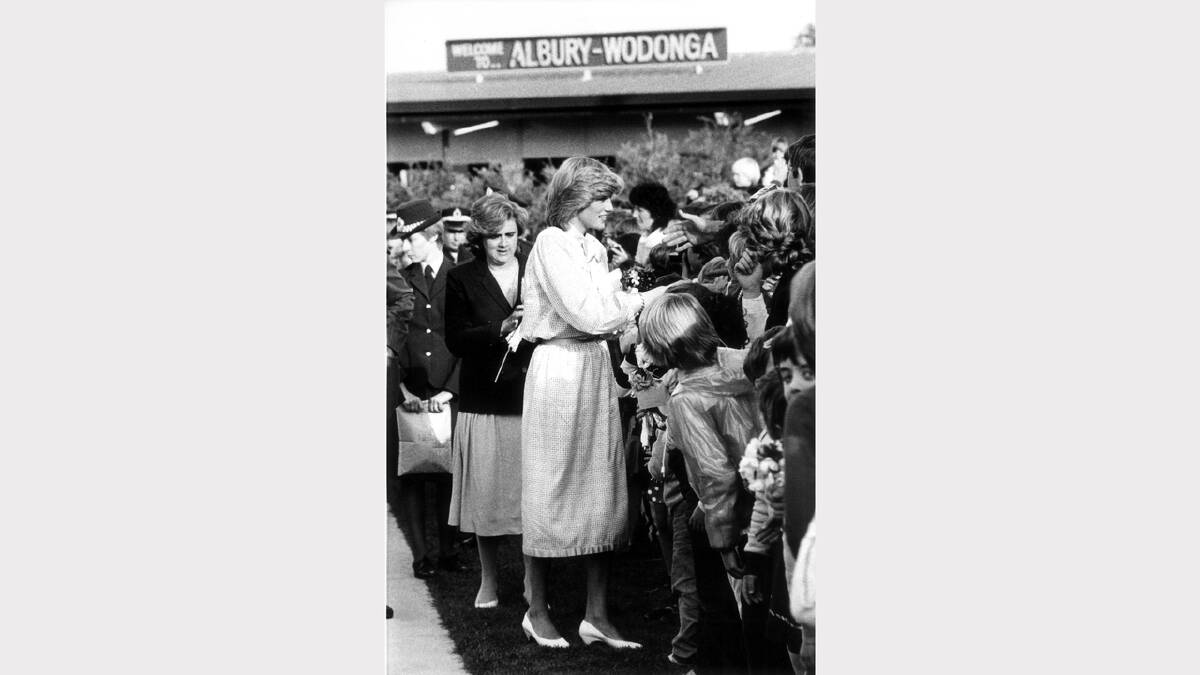 Princess Diana received a warm welcome from locals at Albury airport on April 4, 1983, the day before she and Prince Charles attended the morning service at St Matthew's Church.