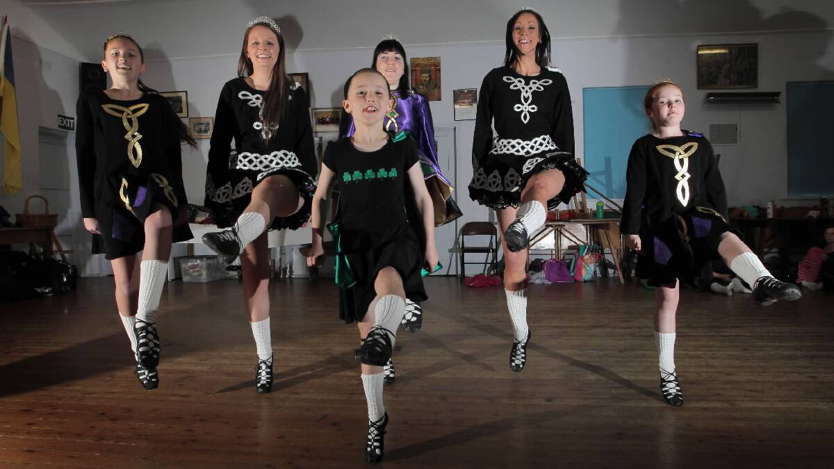 Ready to dance at the National Celtic Festival will be, front, Jessica Kemp, and Rachael Kemp and, back, Soraya Doubleday, Eleanor O’Brien, Ciara Teefey and Georgia Webb. Picture: DAVID THORPE
