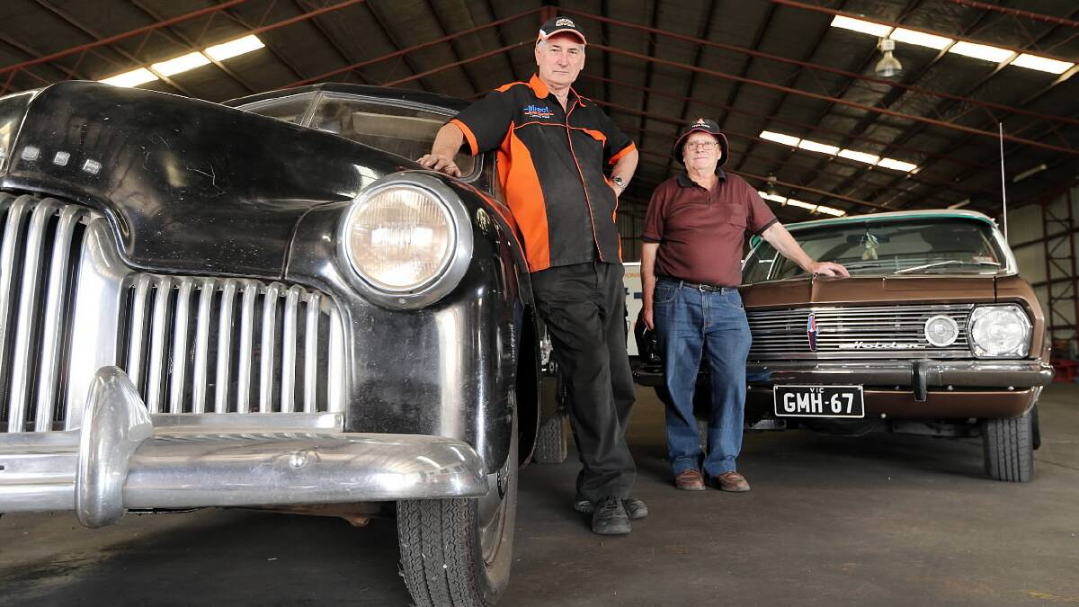 It was a sad day for Rob Beasley and Des Gillett as Holden announced it would  no longer produce cars in Australia. Picture: JOHN RUSSELL