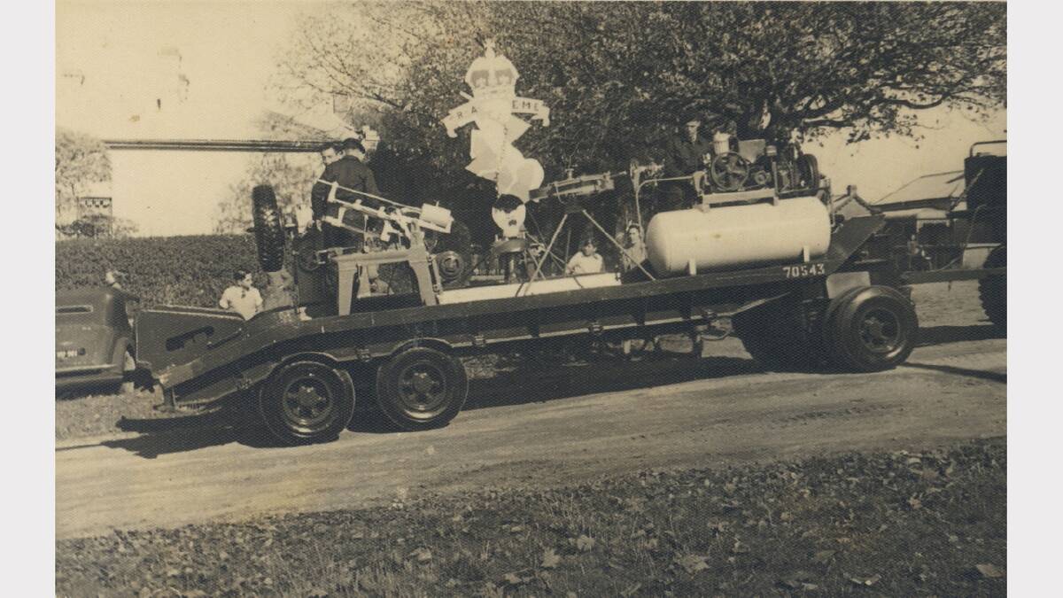 One of the floats prepared by Mr Luciano Limoni for RAEME, Bandiana for street parade in Wodonga to celebrate the coronation of Queen Elizabeth II - 1953. Picture: ALBURYCITY COLLECTION
