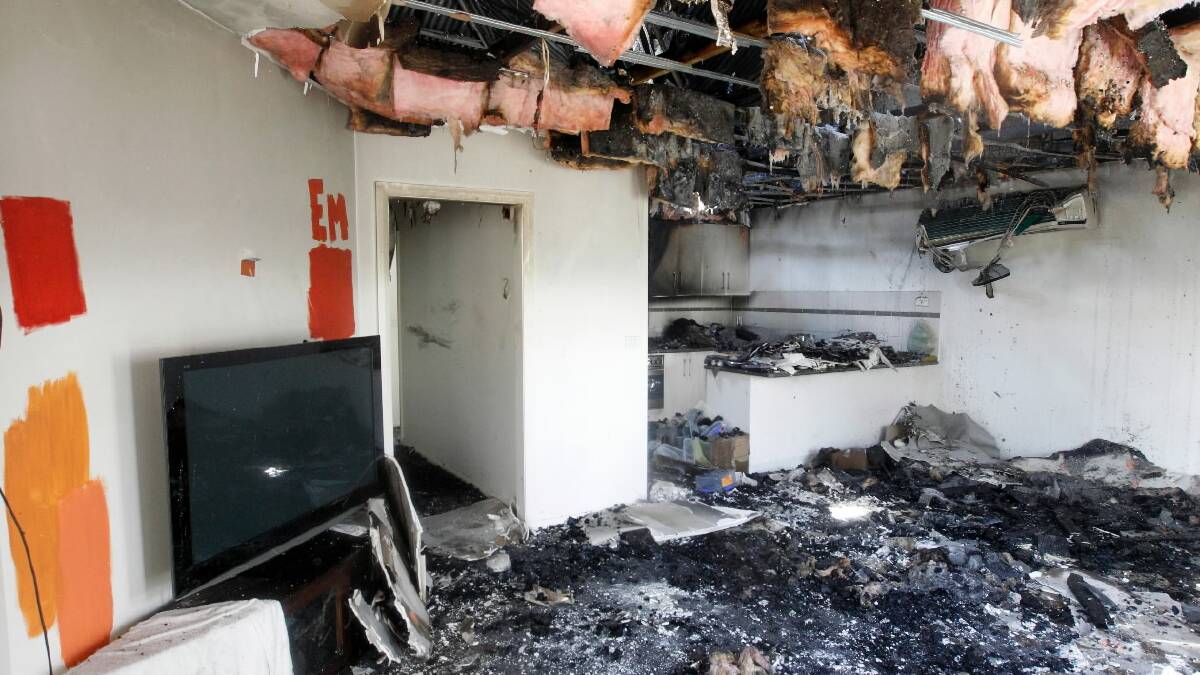 A North Albury unit was gutted in a blaze on Saturday. Picture: Ben Eyles