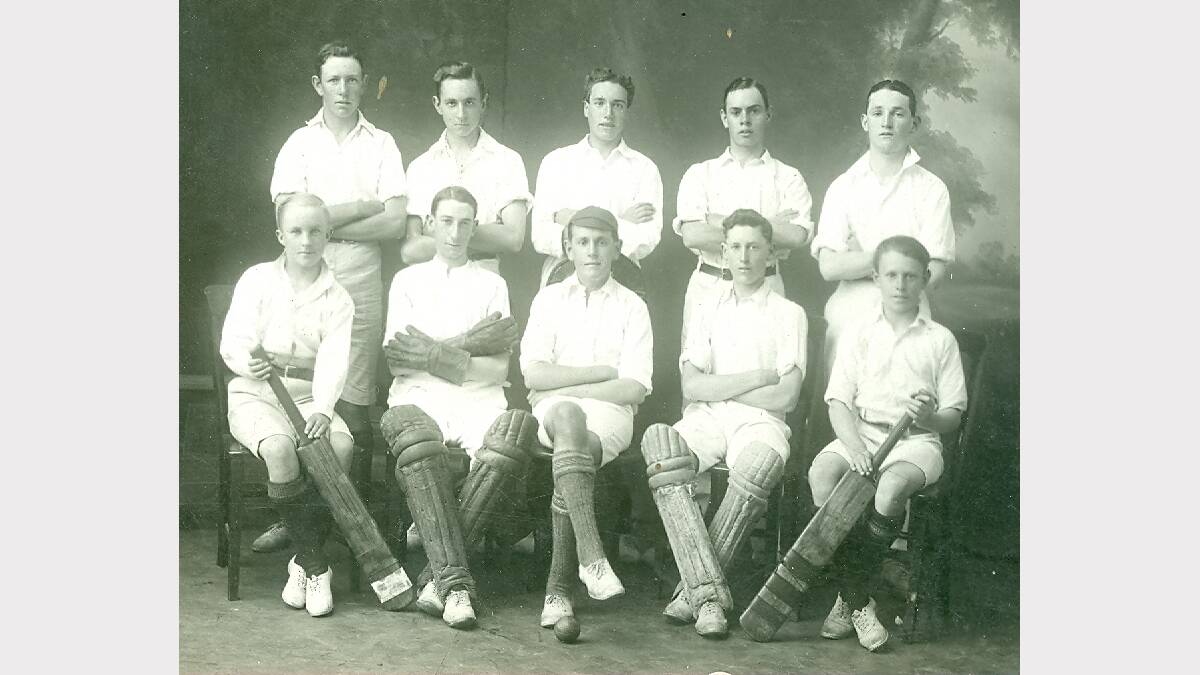 Hayden Bunton, seated, extreme right, in a 1920s Albury cricket team. His brother George is seated next to him.