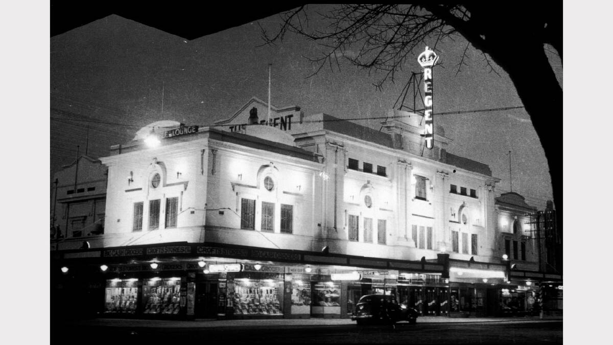 A Thirties view of the Regent Theatre at night.