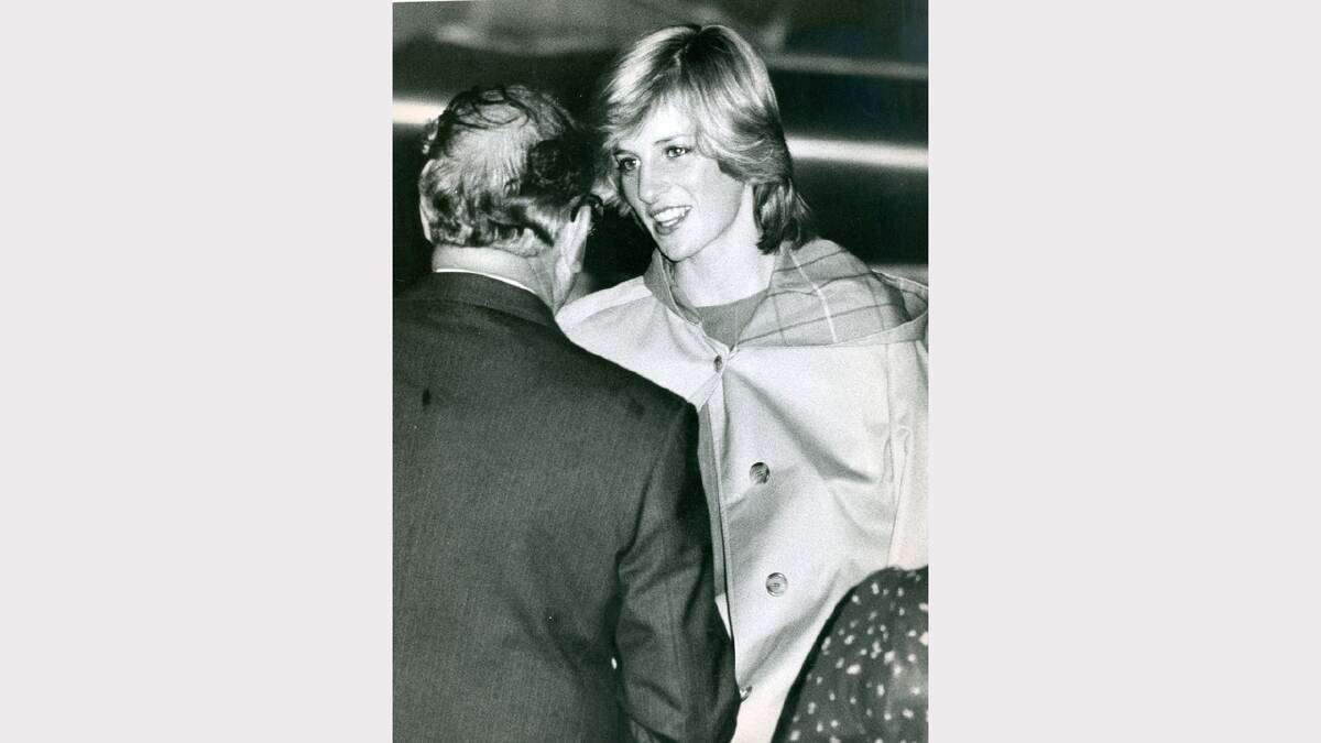 During the 1983 Australian tour of the Prince and Princess of Wales, the Royal Household spent two weeks staying in Albury. And from their base at Woomargama Station near Holbrook, the Prince and Princess jetted across Australia, returning every second night to be with their infant son, Prince William. Pictured here is Harold Mair, State member for Albury, welcoming Princess Diana on March 23, 1983.