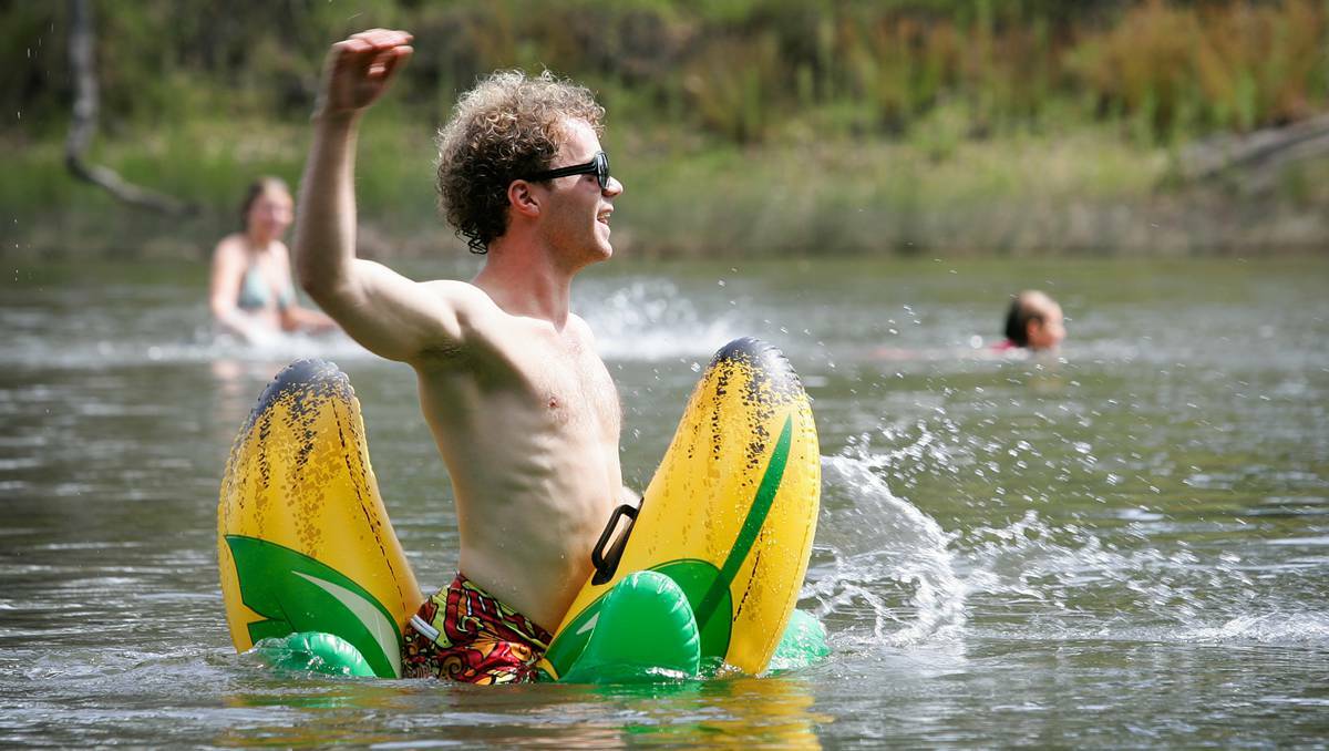 Having fun in the water at Noreuil. Pic: The Border Mail