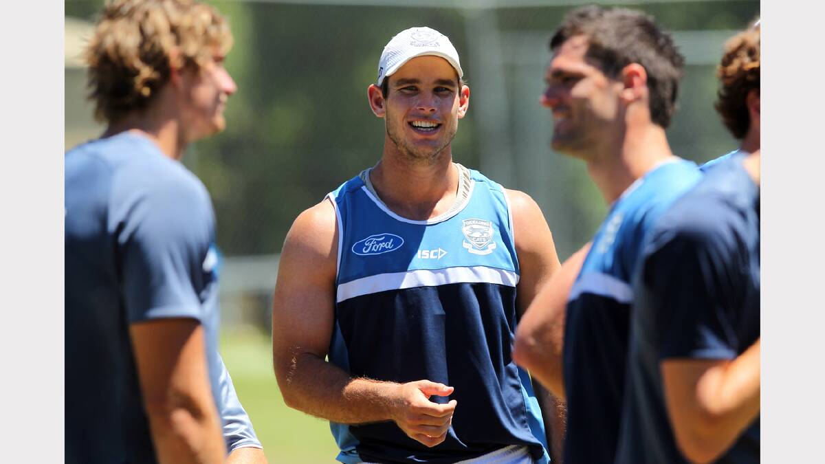 Geelong Football Club trains at the Mt Beauty football ground for the AFL pre-season.