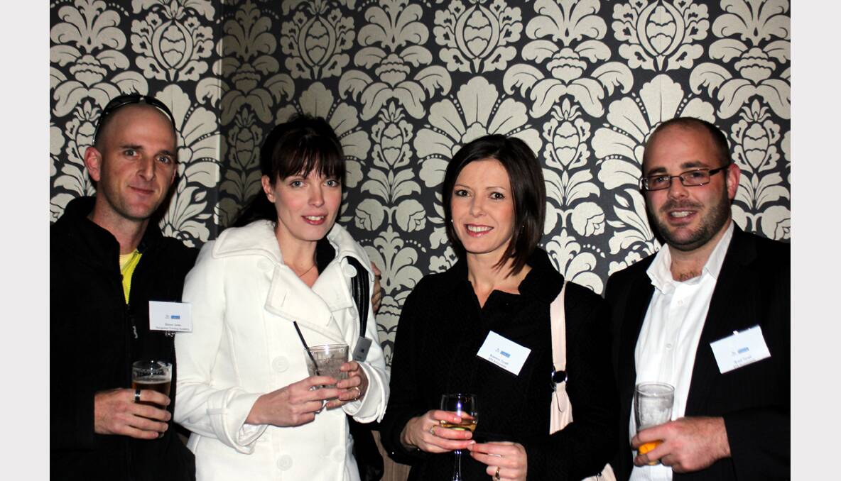 Shawn Jones, Erica Jones, Bronwyn Tyrell and Brad Tyrell at the launch of Young Business Edge at the Bended Elbow.