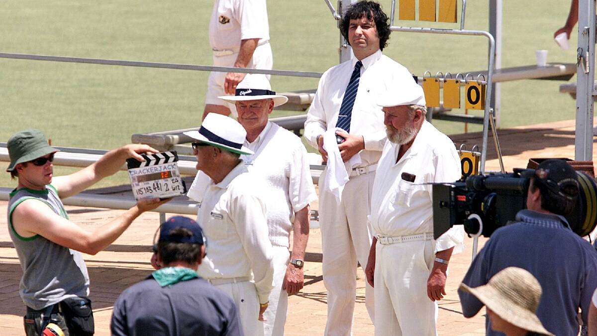 Mick Molloy (wearing tie) and Bill Hunter (beard) were among the stars who graced Corowa's Ball Park for the filming of Crackerjack in 2001.