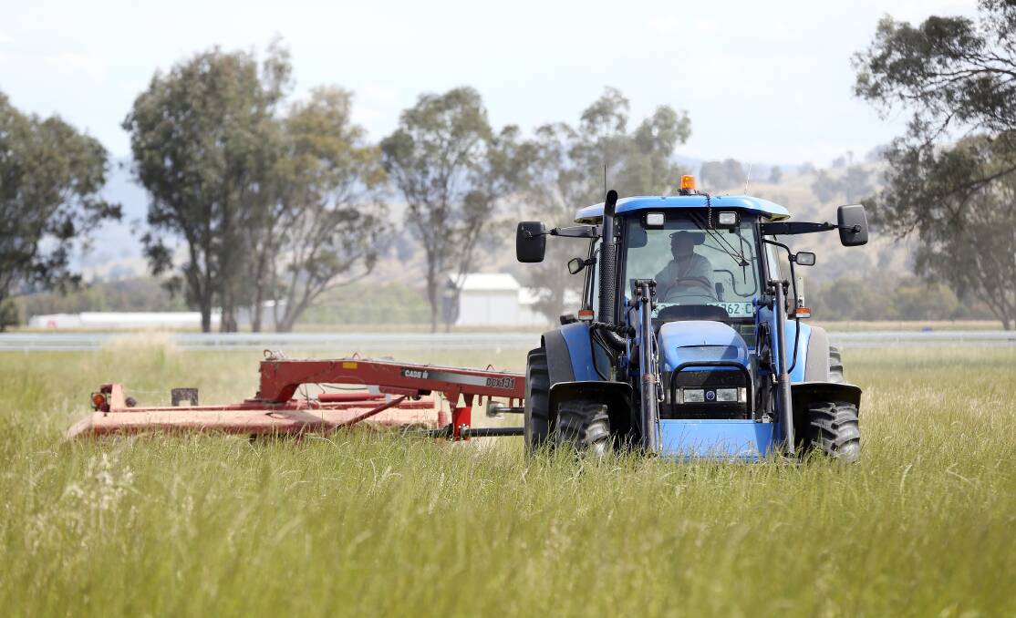 Harry Chishold hay cutting at Albury racecourse