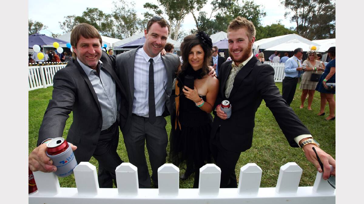 Paul McInerney, of Kiewa, Dave Milton, of Wodonga, Skye Sommerville, of Rutherglen, and Jack McInerney, of Kiewa, at the Albury Gold Cup.