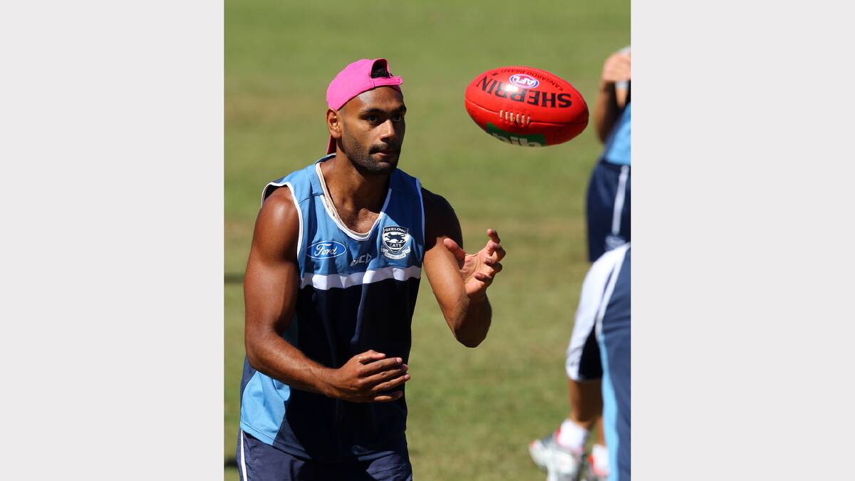 Geelong Football Club trains at the Mt Beauty football ground for the AFL pre-season. Travis Varcoe.