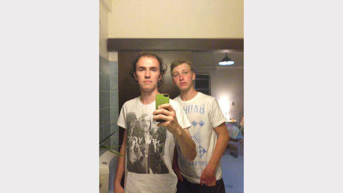 Stewart Wilson (right) was killed on Saturday in Corowa following an alleged assault at McDonalds. He's pictured with best friend Brad Walker.
