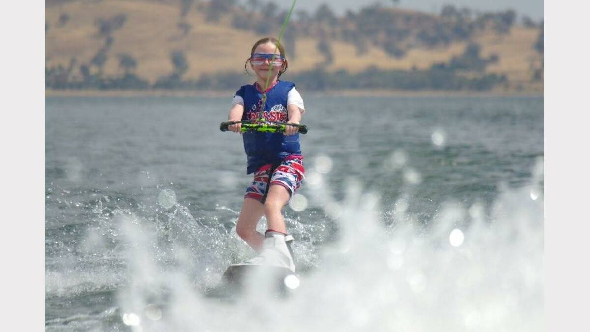 Ella West, 7, wakeboarding at Lake Hume on Australia Day, 2013.