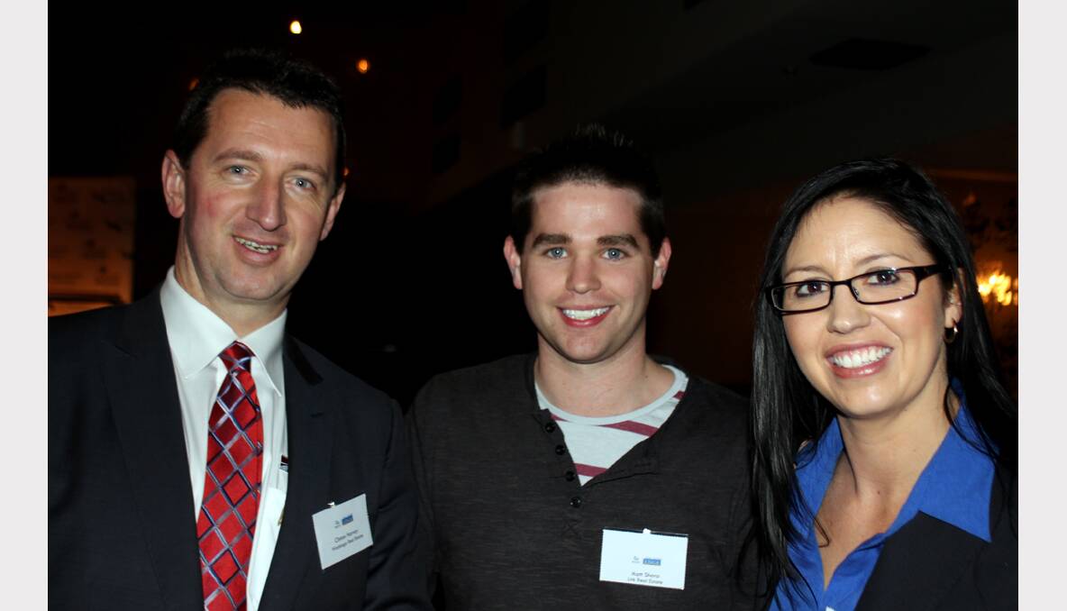 Clinton Harvey, Matt Sharp and Lucinda Morgan at the launch of Young Business Edge at the Bended Elbow.