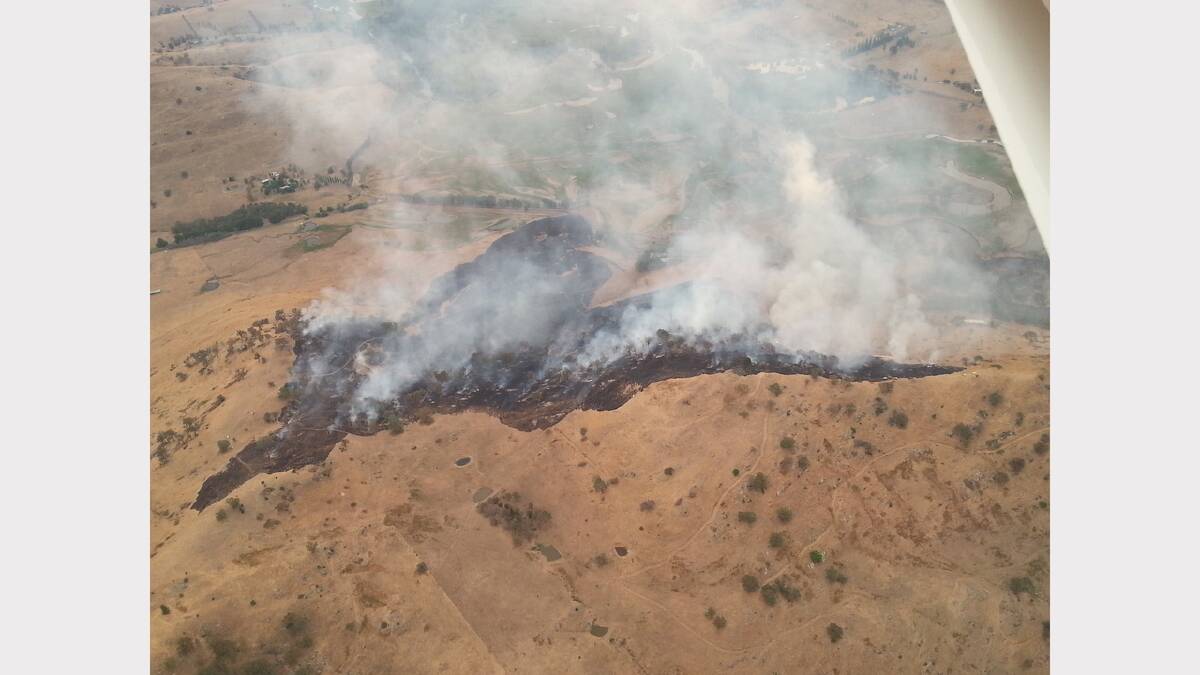 Aerial shots of the fire on Mount Charlie at East Tallangatta that was started by a lightning strike. Photo courtesy of David Brown and the CFA.