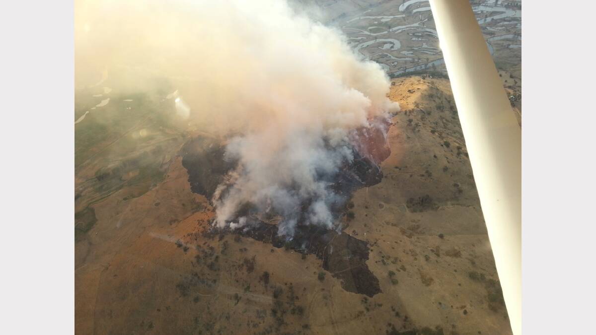 Aerial shots of the fire on Mount Charlie at East Tallangatta that was started by a lightning strike. Photo courtesy of David Brown and the CFA.