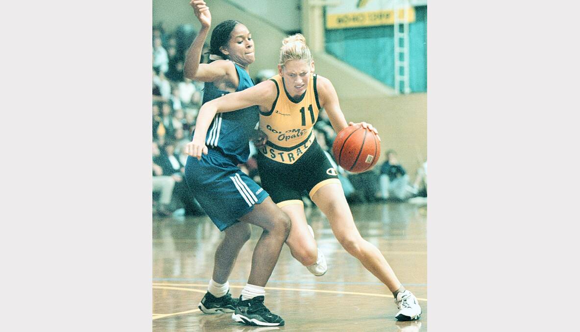 Lauren Jackson, 17, playing for the Opals against Cuba at Albury Sports Stadium in 1999.