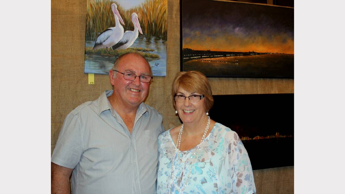 Hugh Hargreave and Debra Hargreave at the opening of Buds Art Group sale and exhibition at the Thurgoona Community Hall. 