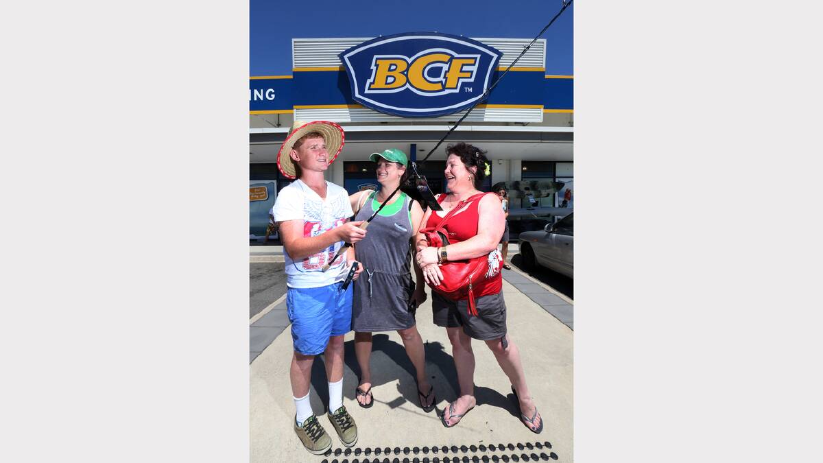 Jacob Barber, 15, with his mother Emily Barber from Kiewa with Emily's sister Chez McIntyre from Kiewa. PICTURE: Kylie Esler.