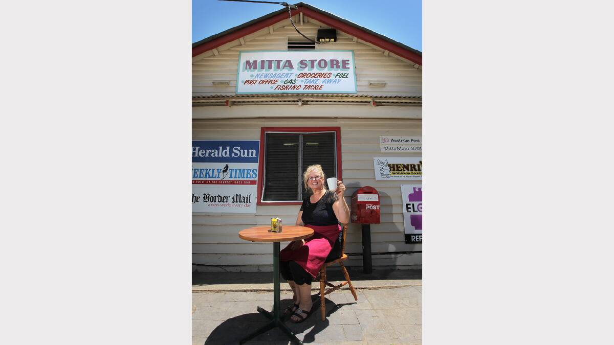 Annette Hill outside the Mitta store. It has been one of the busiest Christmases she can remember. Pictures: TARA GOONAN