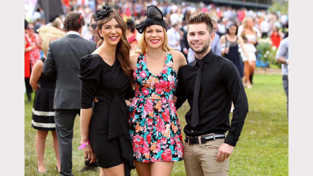 Maria Ladgrove, Clea Barwick (crt), and Jimmy Ladgrove, of Albury, at the Albury Gold Cup.
